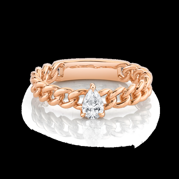 Anita Ko PEAR DIAMOND CHAIN LINK RING
