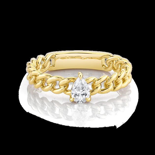 anita ko PEAR DIAMOND CHAIN LINK RING