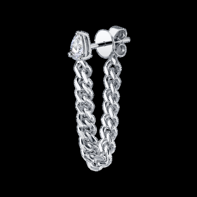 Anita Ko PEAR DIAMOND CUBAN LINK LOOP EARRING