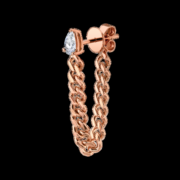 Anita Ko PEAR DIAMOND CUBAN LINK LOOP EARRING