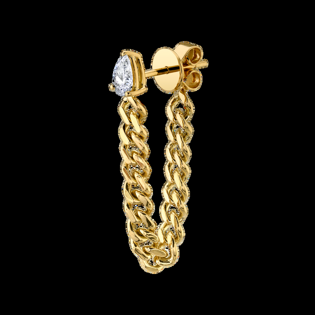 anita ko PEAR DIAMOND CUBAN LINK LOOP EARRING