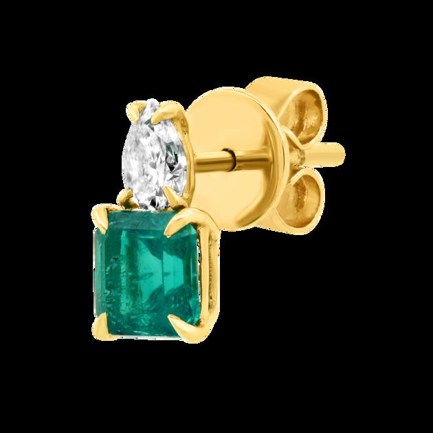 anita ko PEAR DIAMOND STUD & EMERALD CUT EMERALD