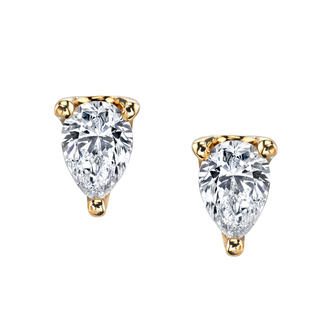 anita ko PEAR DIAMOND STUD WITH ORBIT BACKING