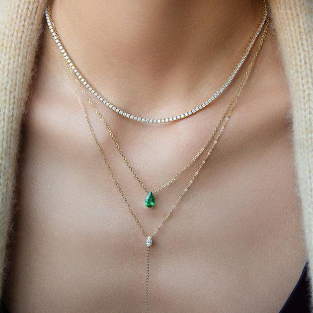Anita Ko PEAR EMERALD NECKLACE