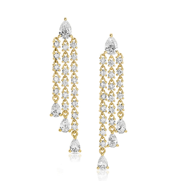 anita ko PEAR FRINGE DIAMOND DROP EARRINGS