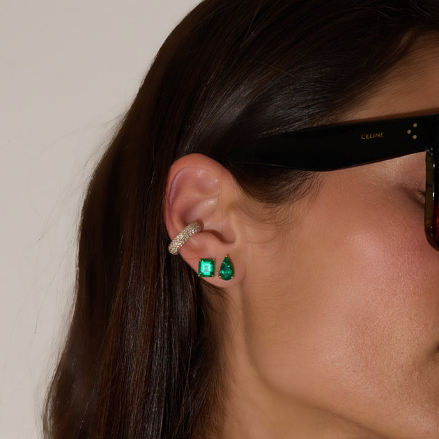 Anita Ko PEAR SHAPE EMERALD STUD EARRINGS