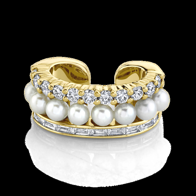 anita ko PEARL AND DIAMOND LOLA EAR CUFF
