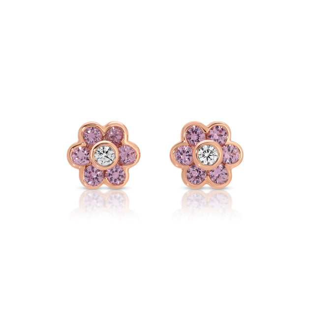 Anita Ko PINK SAPPHIRE FLORA STUDS