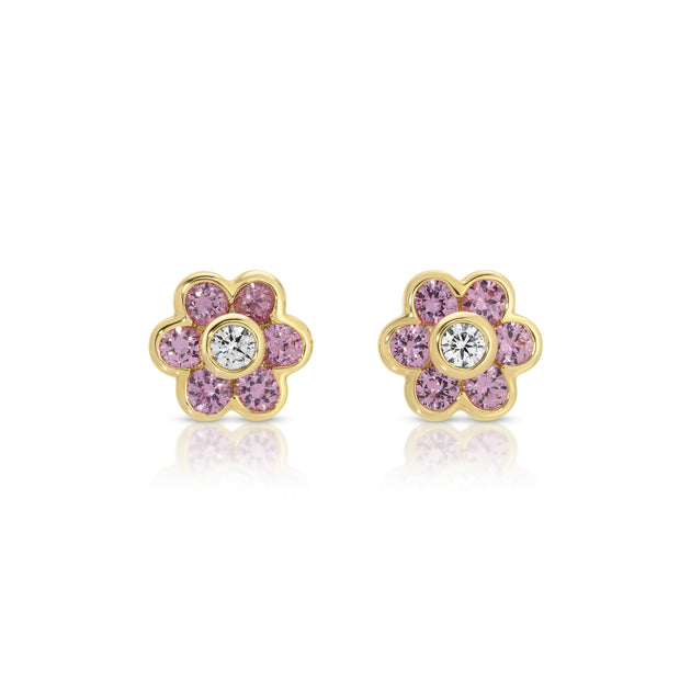 anita ko PINK SAPPHIRE FLORA STUDS