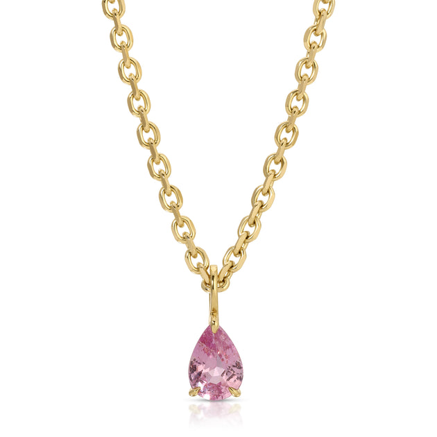 anita ko PINK SAPPHIRE PEAR PENDANT ON ROLO CHAIN