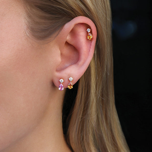 Anita Ko PINK SAPPHIRE VIOLET STUD EARRINGS