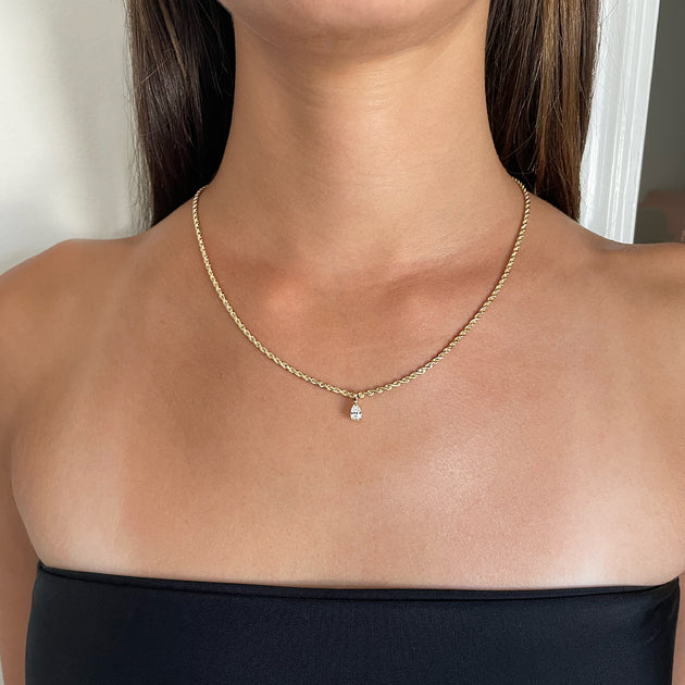 Anita Ko ROPE CHAIN WITH PEAR DIAMOND PENDANT