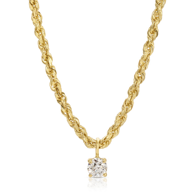 anita ko ROPE CHAIN WITH ROUND DIAMOND PENDANT