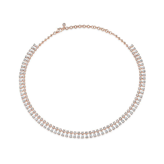Anita Ko ROUND AND PEAR DIAMOND SHAKER NECKLACE