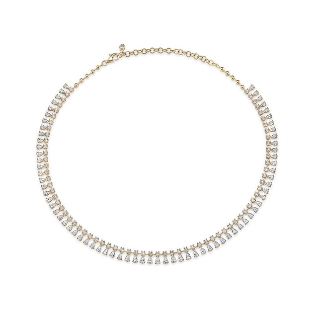 anita ko ROUND AND PEAR DIAMOND SHAKER NECKLACE