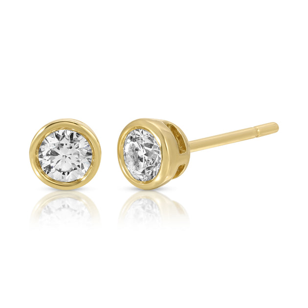 anita ko ROUND BEZEL DIAMOND STUDS