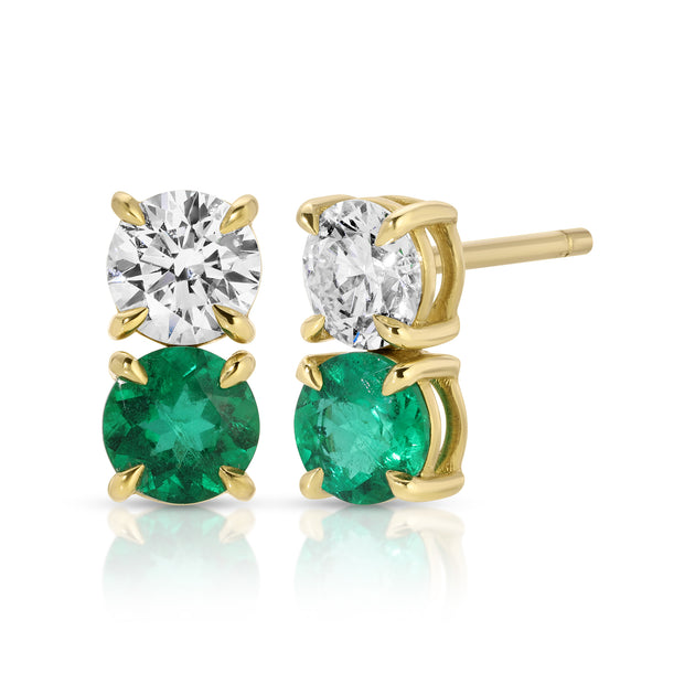 anita ko ROUND EMERALD AND DIAMOND STUDS