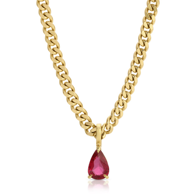 anita ko RUBY PEAR PENDANT ON BABY CURB CHAIN