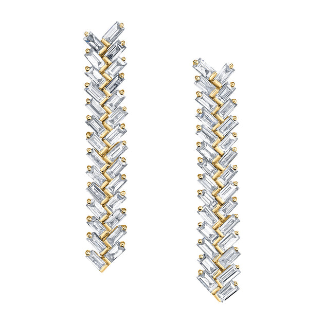 Anita Ko SHORT BAGUETTE DIAMOND ZIPPER EARRINGS