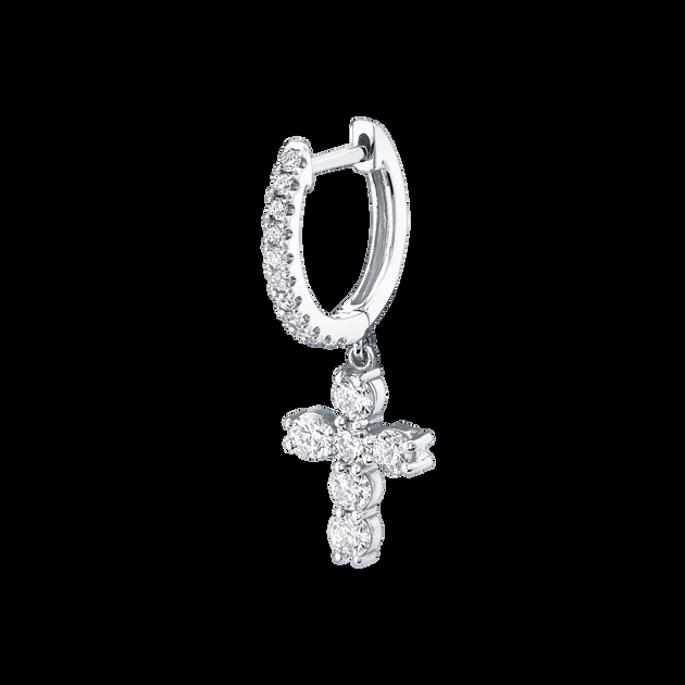 anita ko SINGLE DIAMOND HUGGIE WITH DIAMOND CROSS