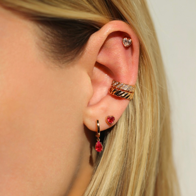 Anita Ko SINGLE HUGGIE WITH PEAR SHAPED RUBY DROP