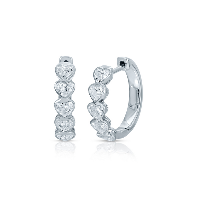 Anita Ko SMALL BEZEL HEART DIAMOND HOOPS
