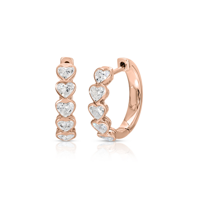 Anita Ko SMALL BEZEL HEART DIAMOND HOOPS