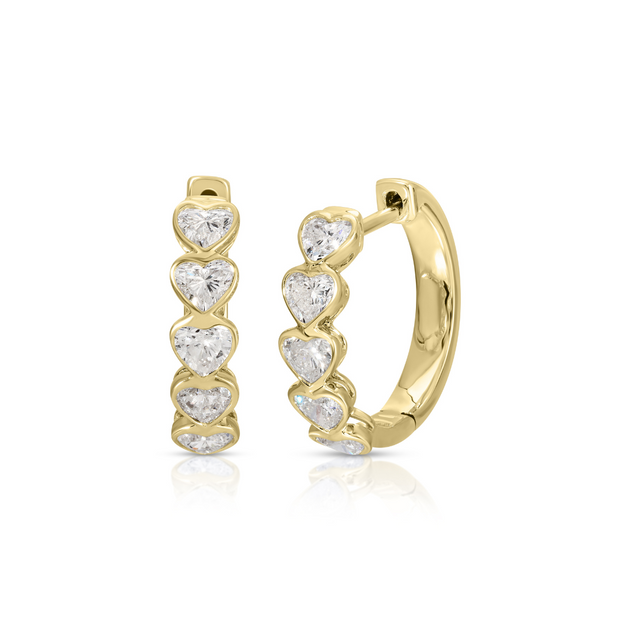 anita ko SMALL BEZEL HEART DIAMOND HOOPS