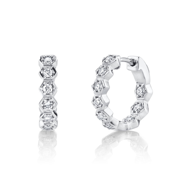 Anita Ko SMALL DIAMOND HONEYCOMB HOOPS