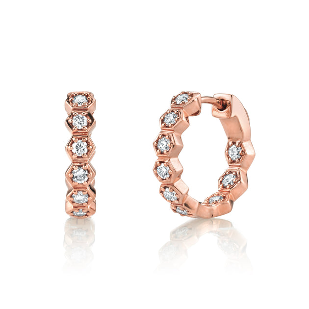 Anita Ko SMALL DIAMOND HONEYCOMB HOOPS