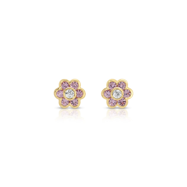 anita ko SMALL PINK SAPPHIRE FLORA STUDS
