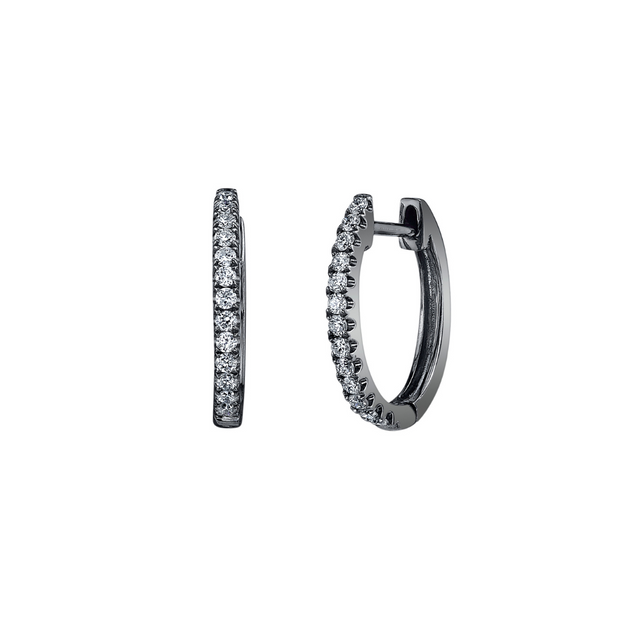 anita ko SMALL WHITE DIAMOND HUGGIES IN BLACK GOLD