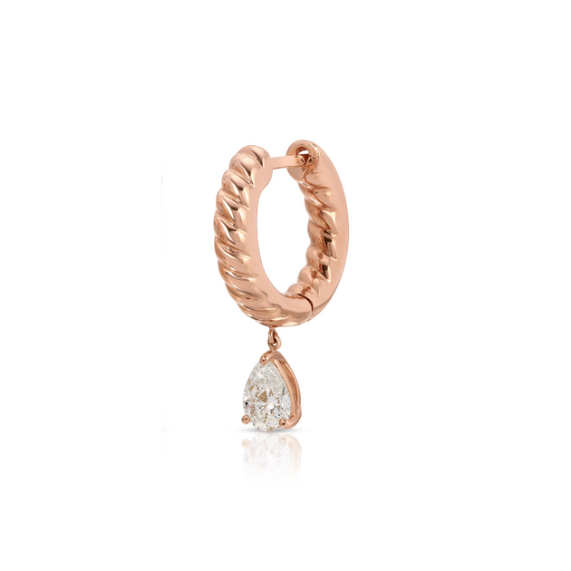Anita Ko SMALL ZOE HUGGIE WITH PEAR DIAMOND DROP