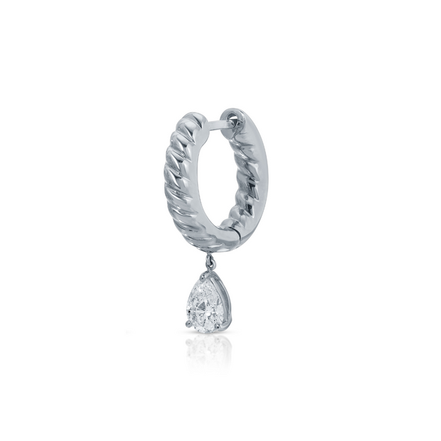 Anita Ko SMALL ZOE HUGGIE WITH PEAR DIAMOND DROP
