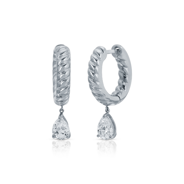 Anita Ko SMALL ZOE HUGGIES WITH PEAR DIAMOND DROPS