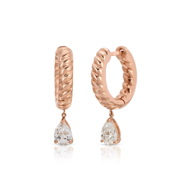 Anita Ko SMALL ZOE HUGGIES WITH PEAR DIAMOND DROPS