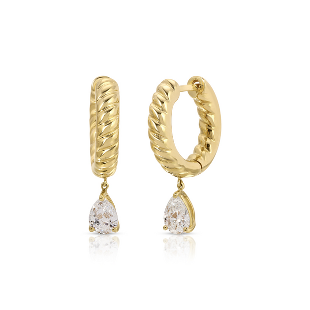 anita ko SMALL ZOE HUGGIES WITH PEAR DIAMOND DROPS