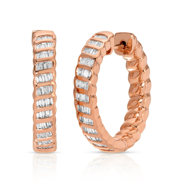 Anita Ko THIN BAGUETTE DIAMOND ZOE HOOPS