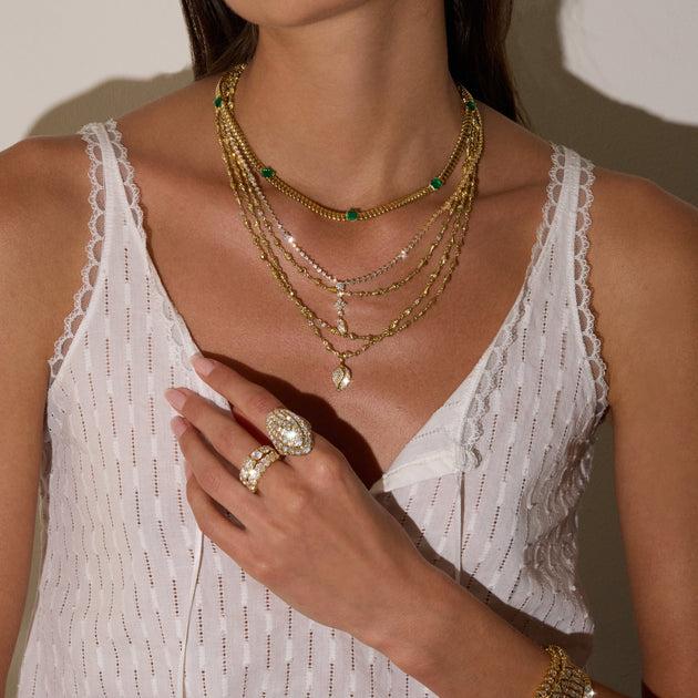 Anita Ko THIN ZOE CHOKER WITH SQUARE CUT EMERALDS