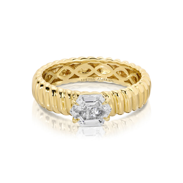 anita ko THIN ZOE RING WITH HEXAGON DIAMOND CENTER