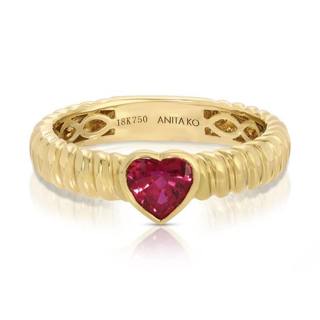 anita ko THIN ZOE RING WITH RUBY HEART CENTER