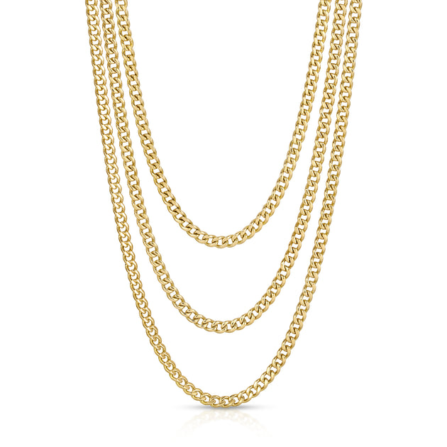 anita ko THREE LAYERED CHAIN CUBAN LINK NECKLACE