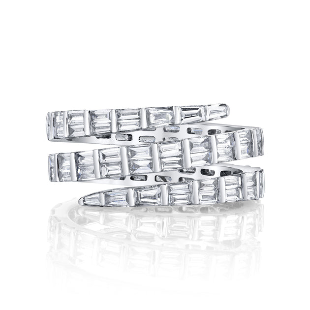 Anita Ko THREE ROW BAGUETTE DIAMOND COIL RING