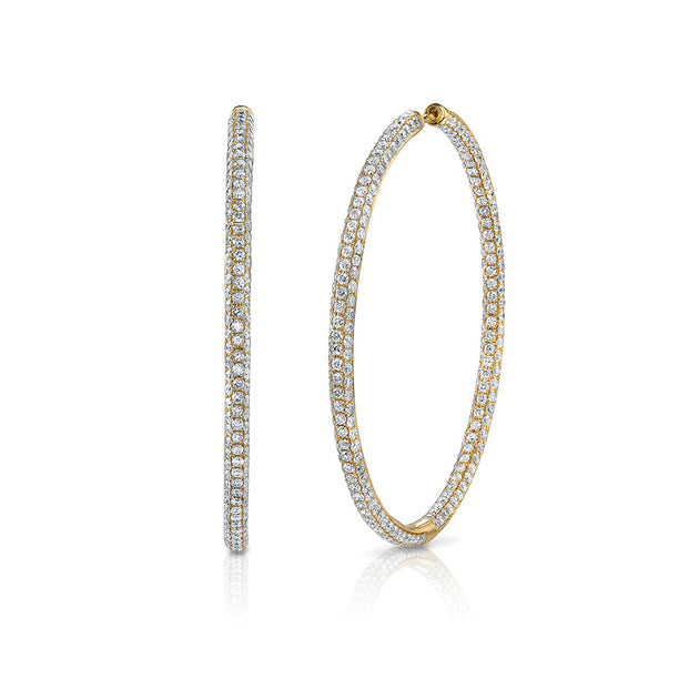 Anita Ko THREE ROW DIAMOND LARGE HOOP EARRINGS