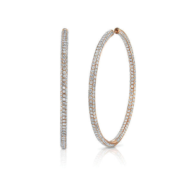 Anita Ko THREE ROW DIAMOND LARGE HOOP EARRINGS