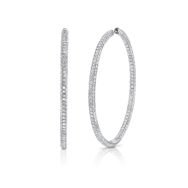 anita ko THREE ROW DIAMOND LARGE HOOP EARRINGS
