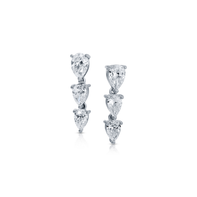 Anita Ko TRE GRADUATED PEAR DIAMOND DROP EARRINGS