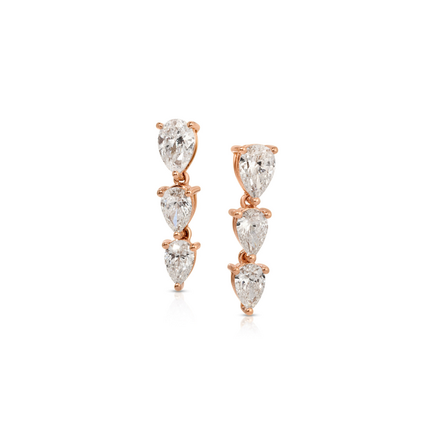 Anita Ko TRE GRADUATED PEAR DIAMOND DROP EARRINGS