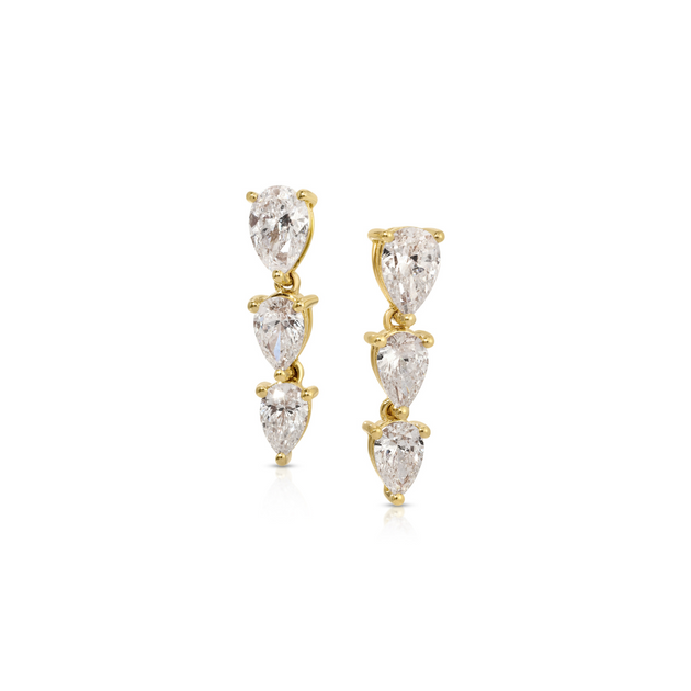 anita ko TRE GRADUATED PEAR DIAMOND DROP EARRINGS