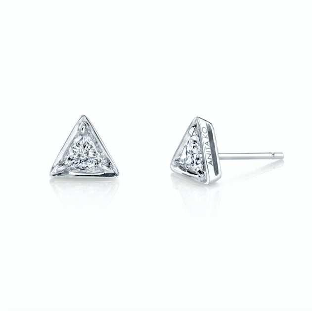 anita ko TRIANGLE SHAPED DIAMOND STUD EARRINGS